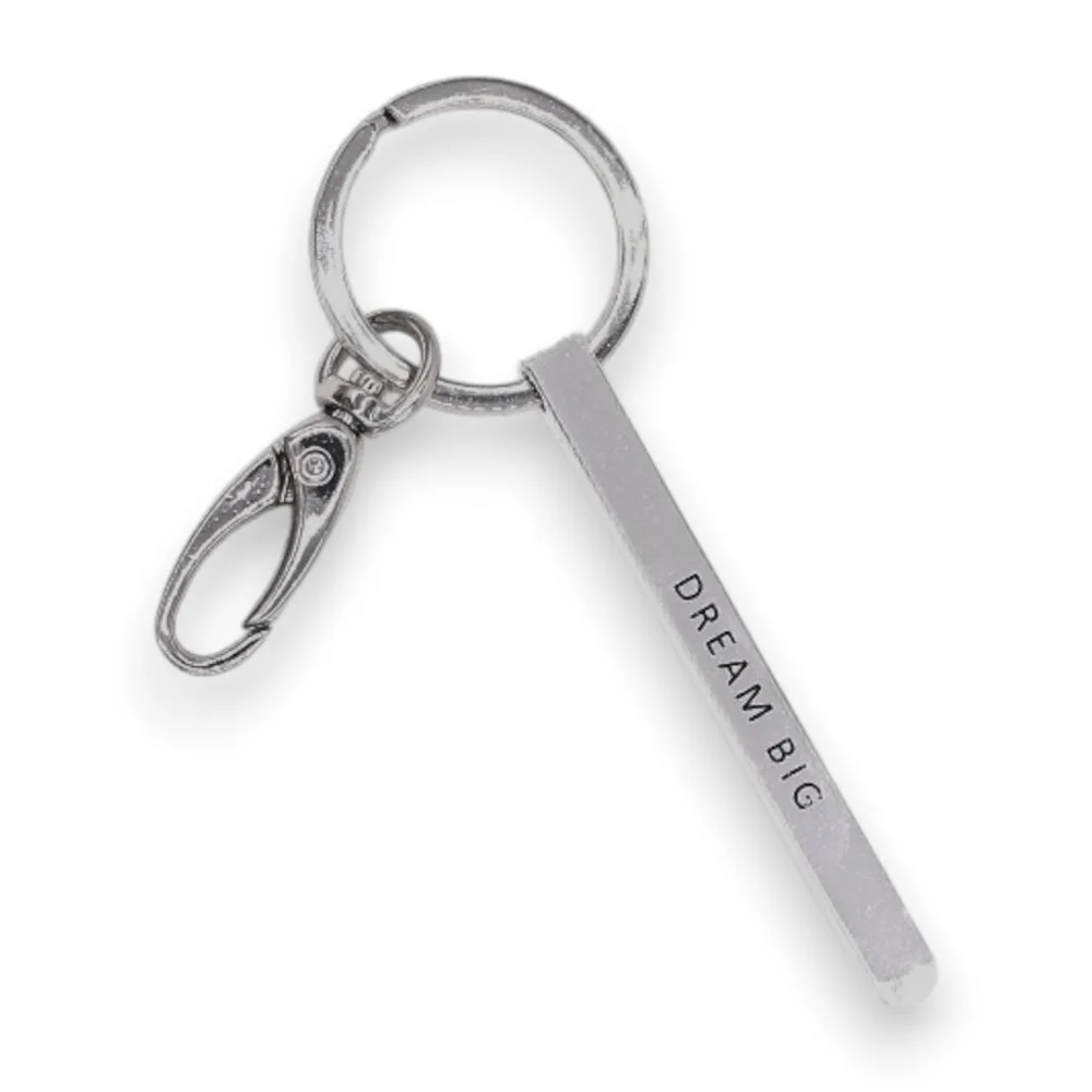 Silver Keychain with 'Dream Big' Engraving Motivational